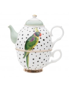 Juego de té vintage con flores y decoración dorada, juego de té de  porcelana con tetera